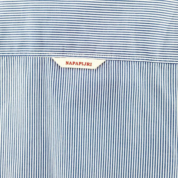 NAPAPIJRI Geographic Urban Fit Blue & White Striped Button-Up Shirt Men's Sz XL - Picture 6 of 10